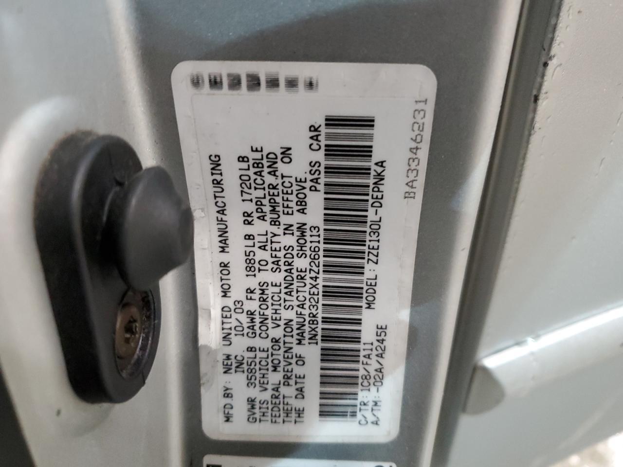 2004 TOYOTA COROLLA