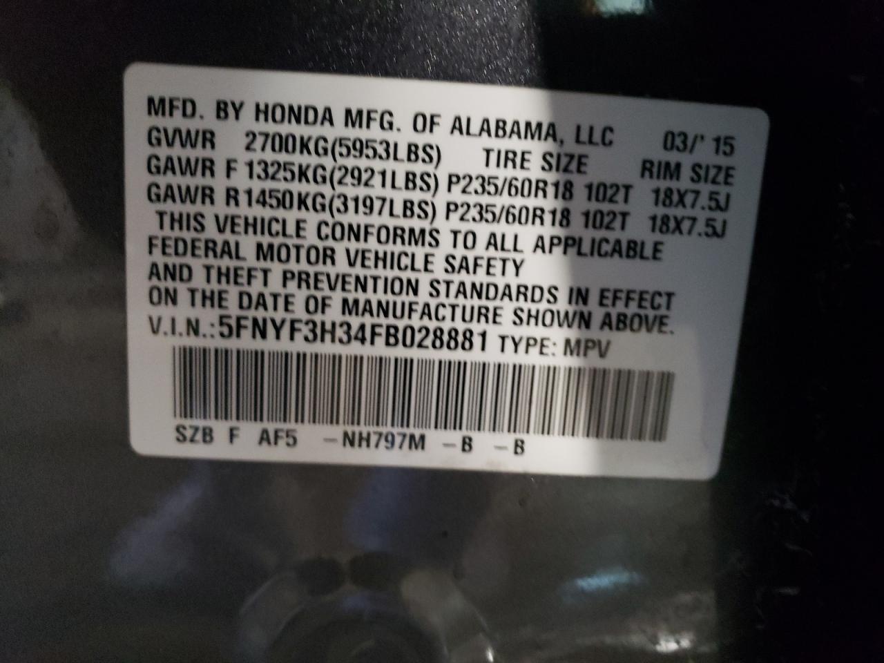 2015 HONDA PILOT