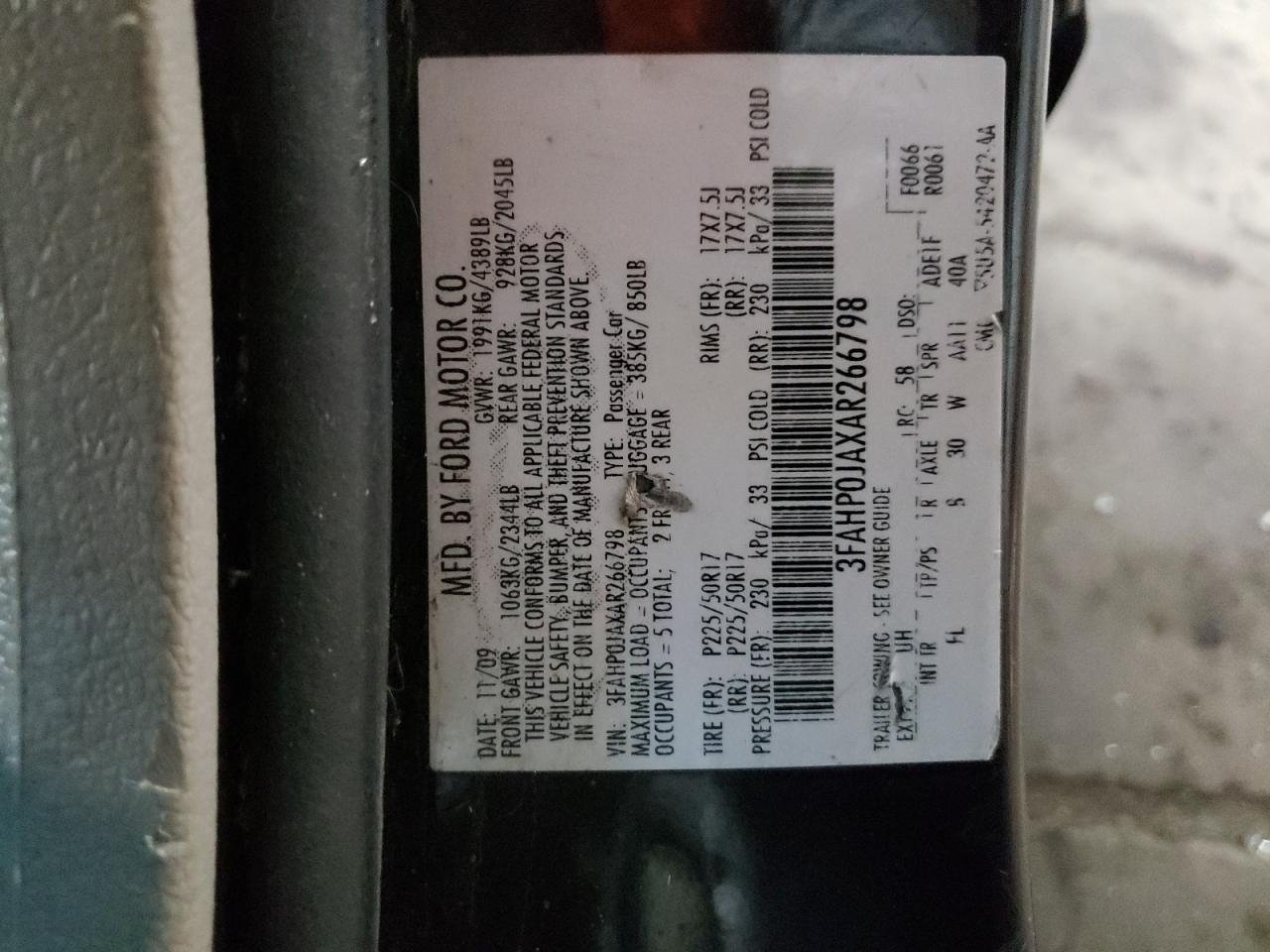 2010 FORD FUSION