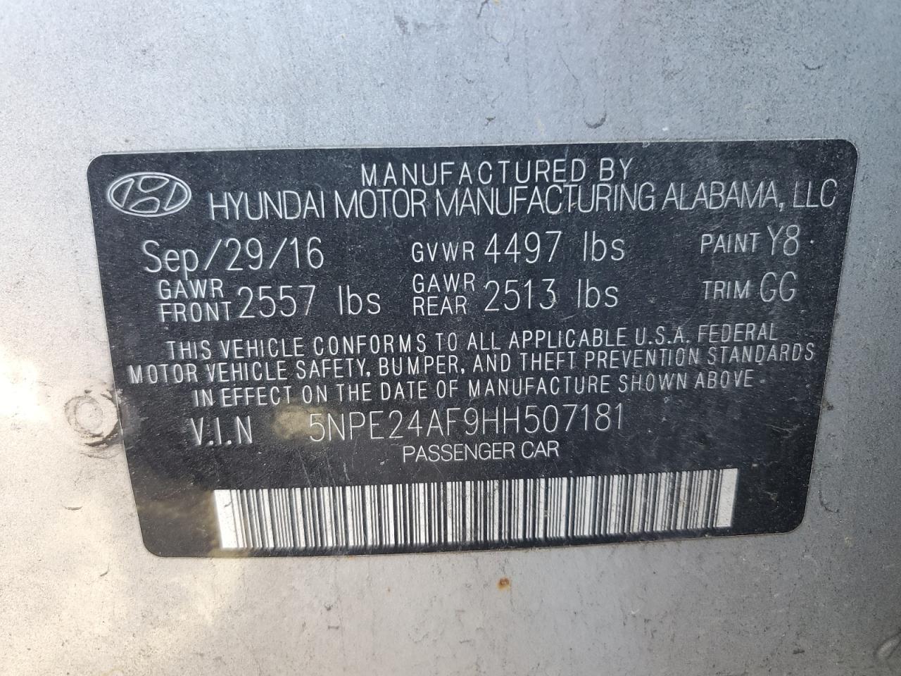 2017 HYUNDAI SONATA