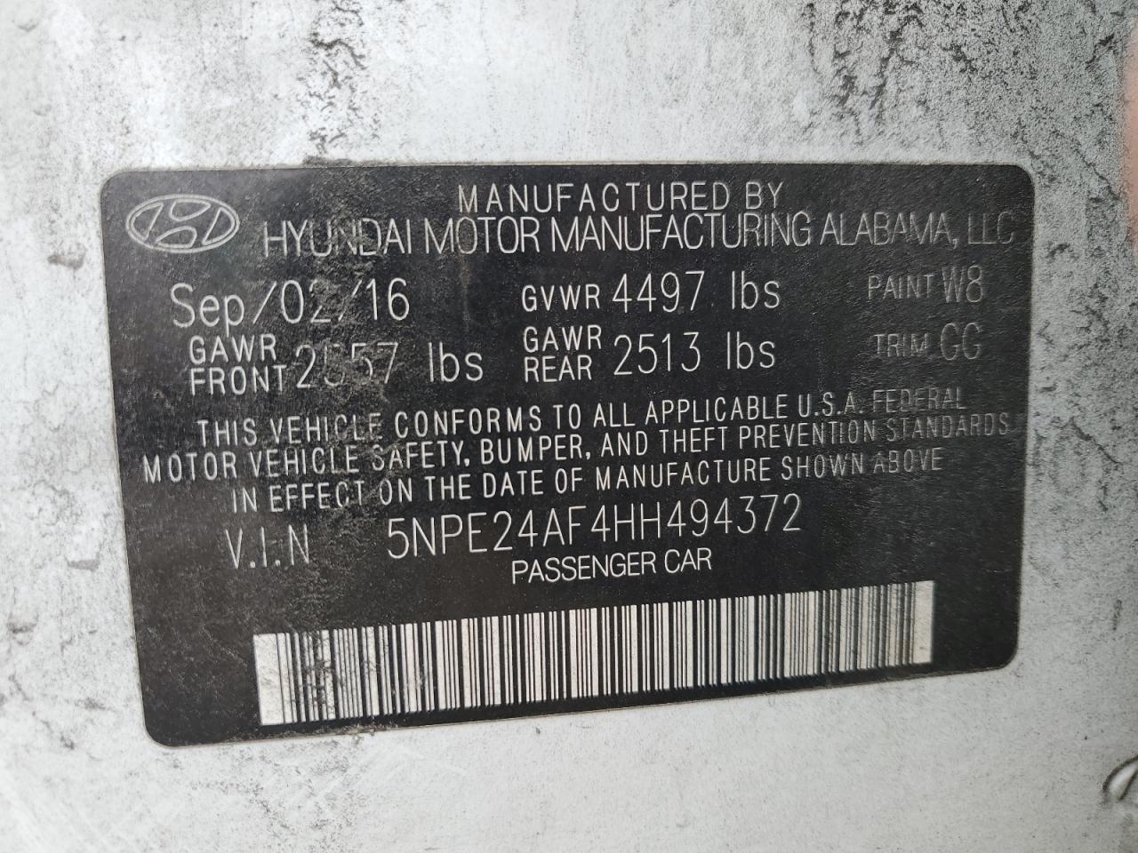 2017 HYUNDAI SONATA