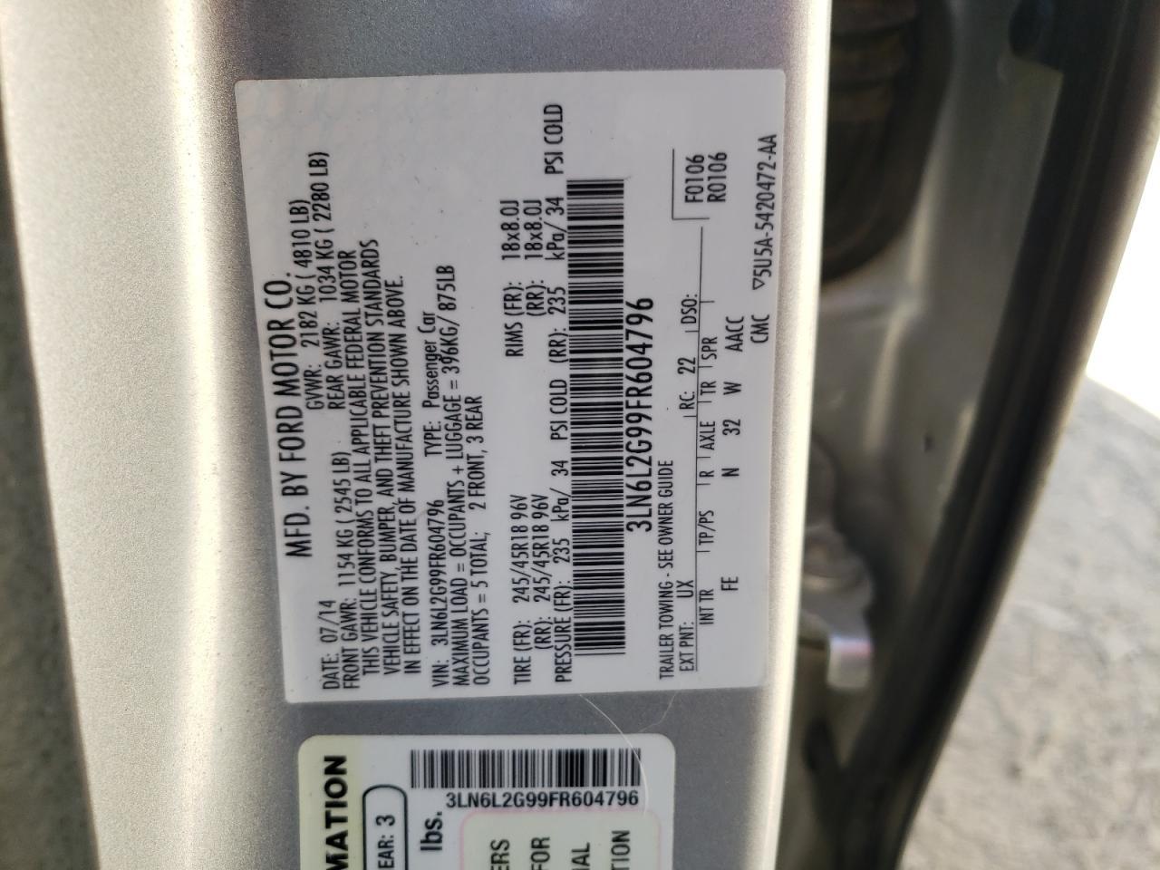 2015 LINCOLN MKZ