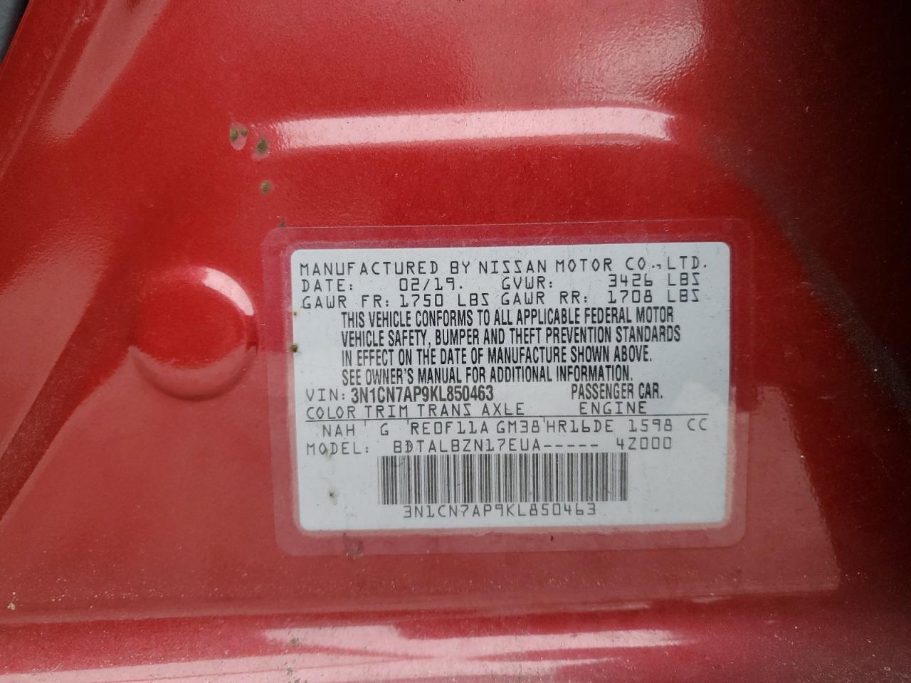 2019 NISSAN VERSA
