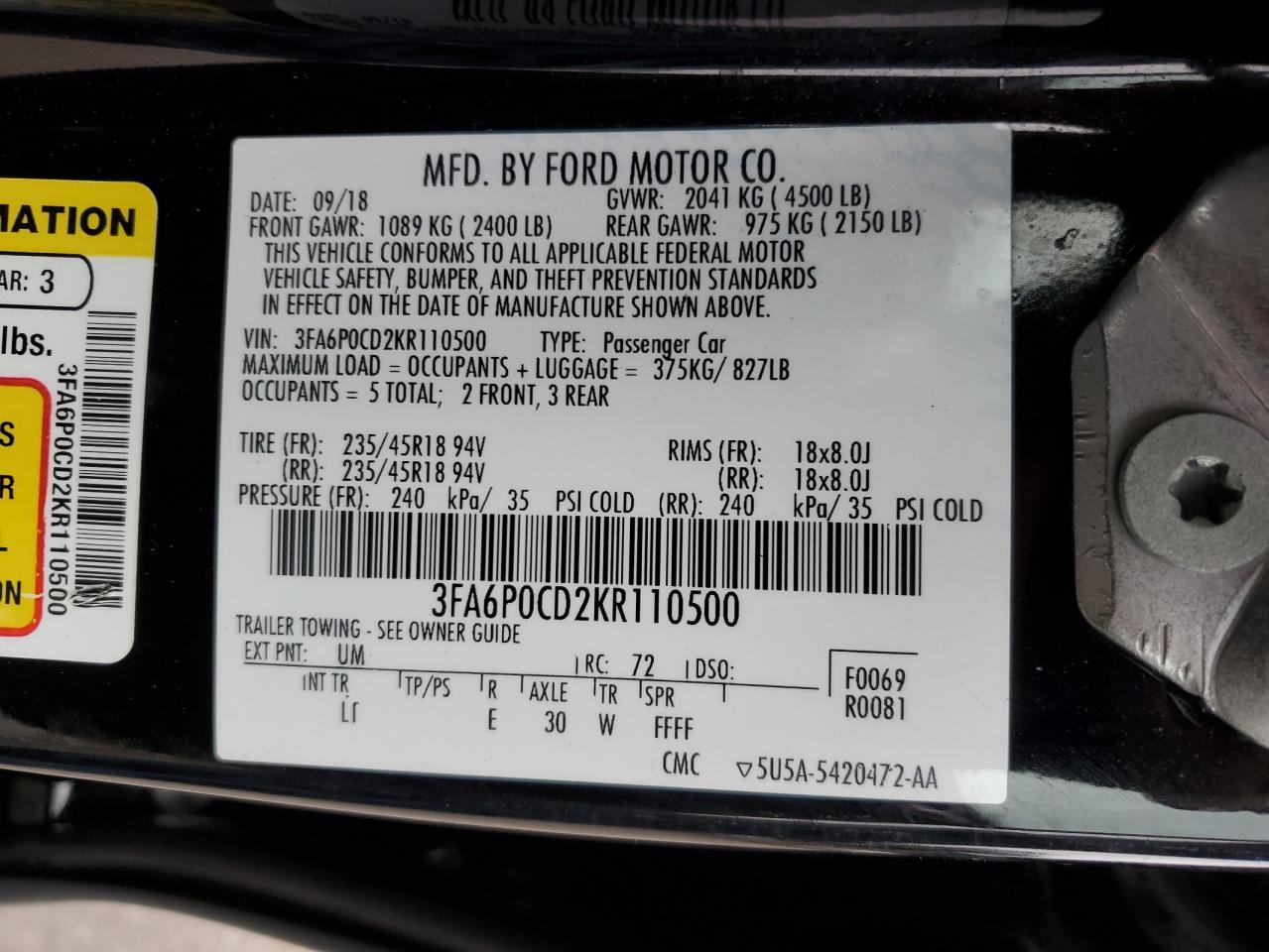 2019 FORD FUSION