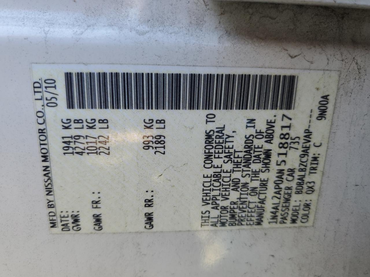 2010 NISSAN ALTIMA