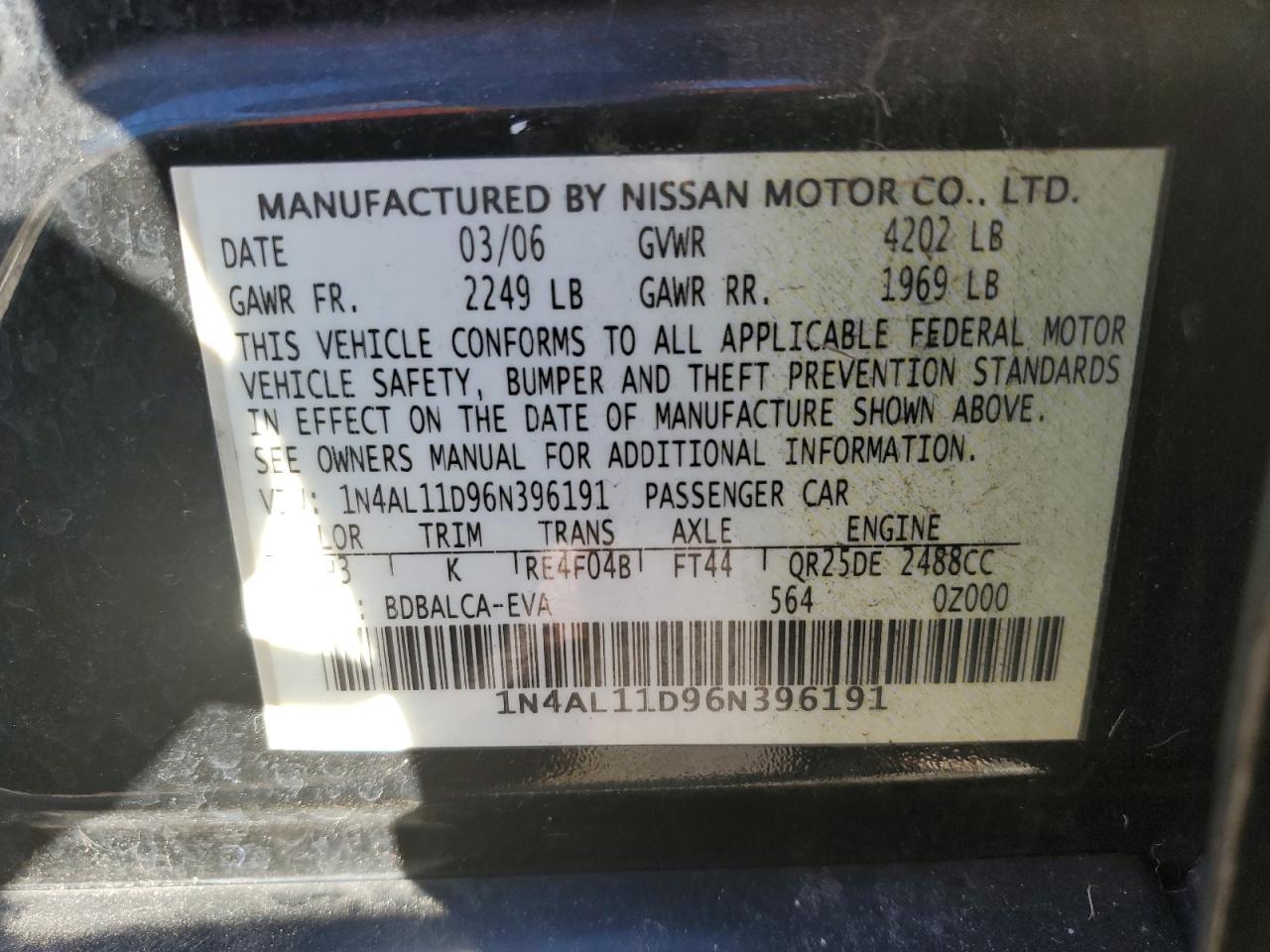 2006 NISSAN ALTIMA