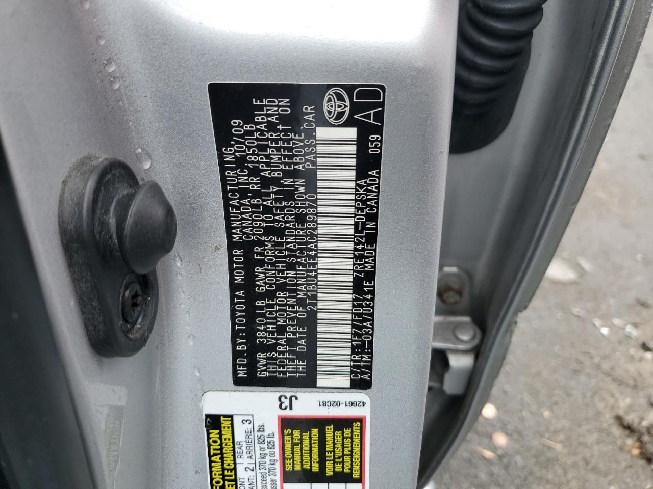 2010 TOYOTA COROLLA