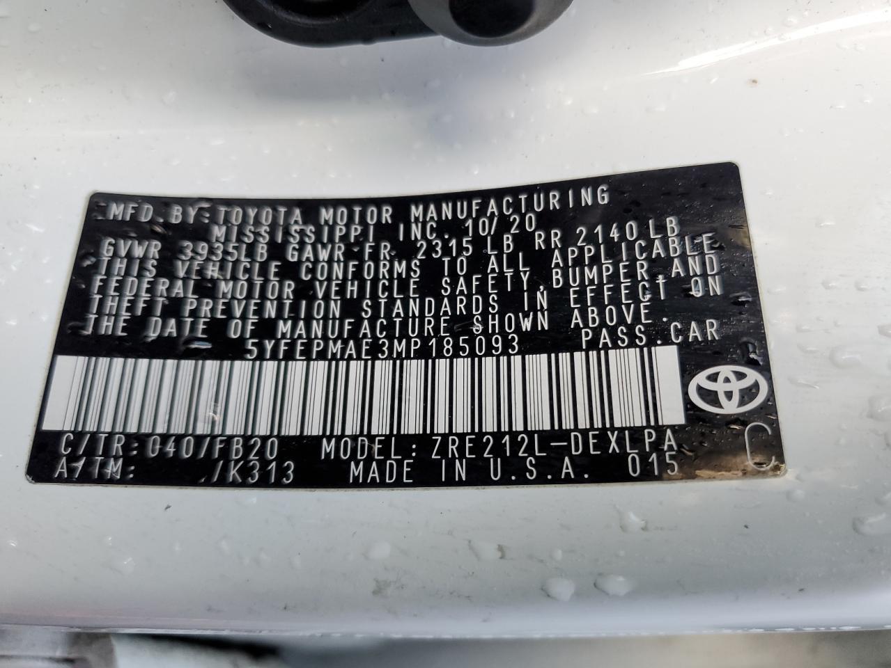 2021 TOYOTA COROLLA