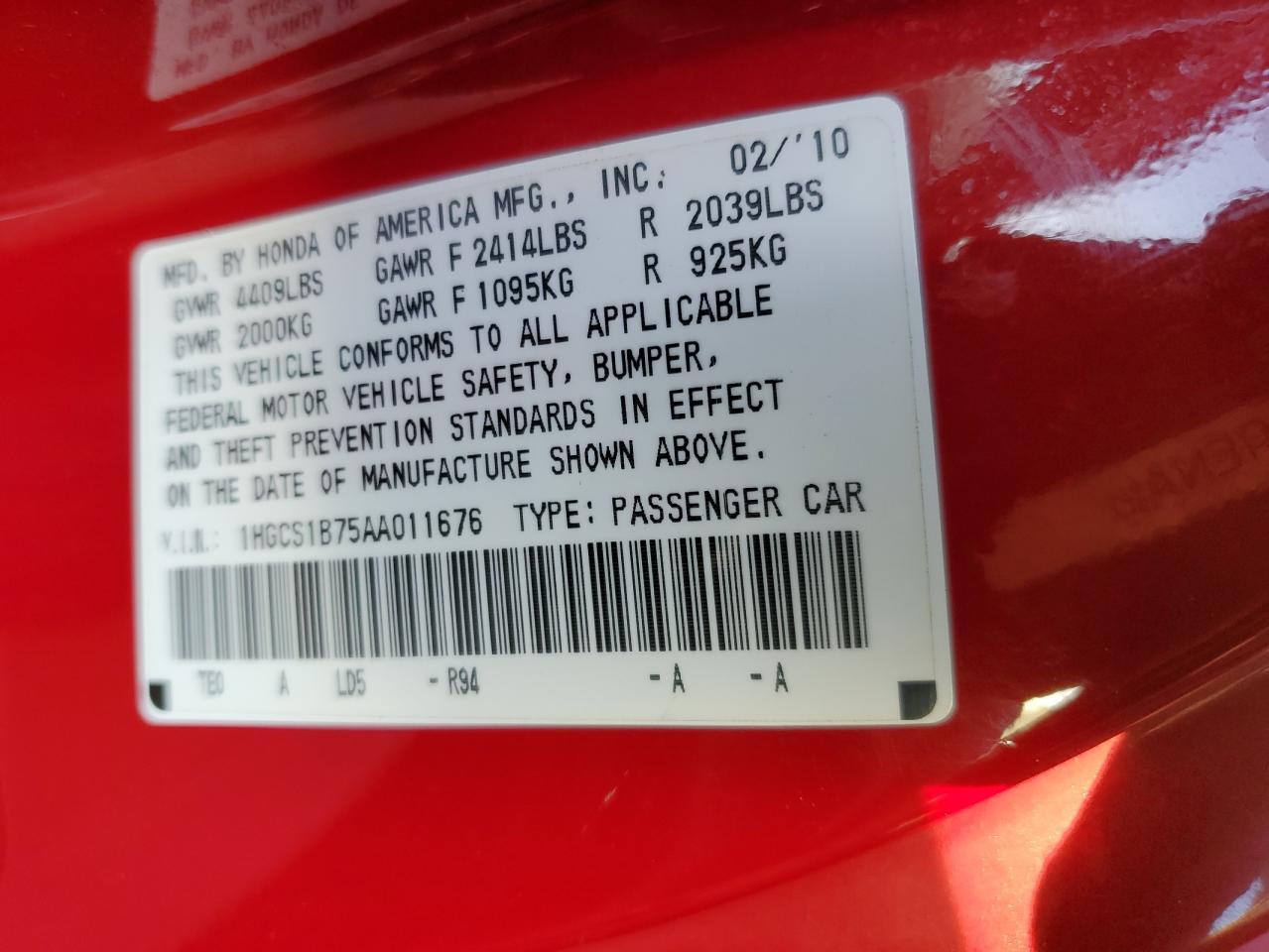 2010 HONDA ACCORD
