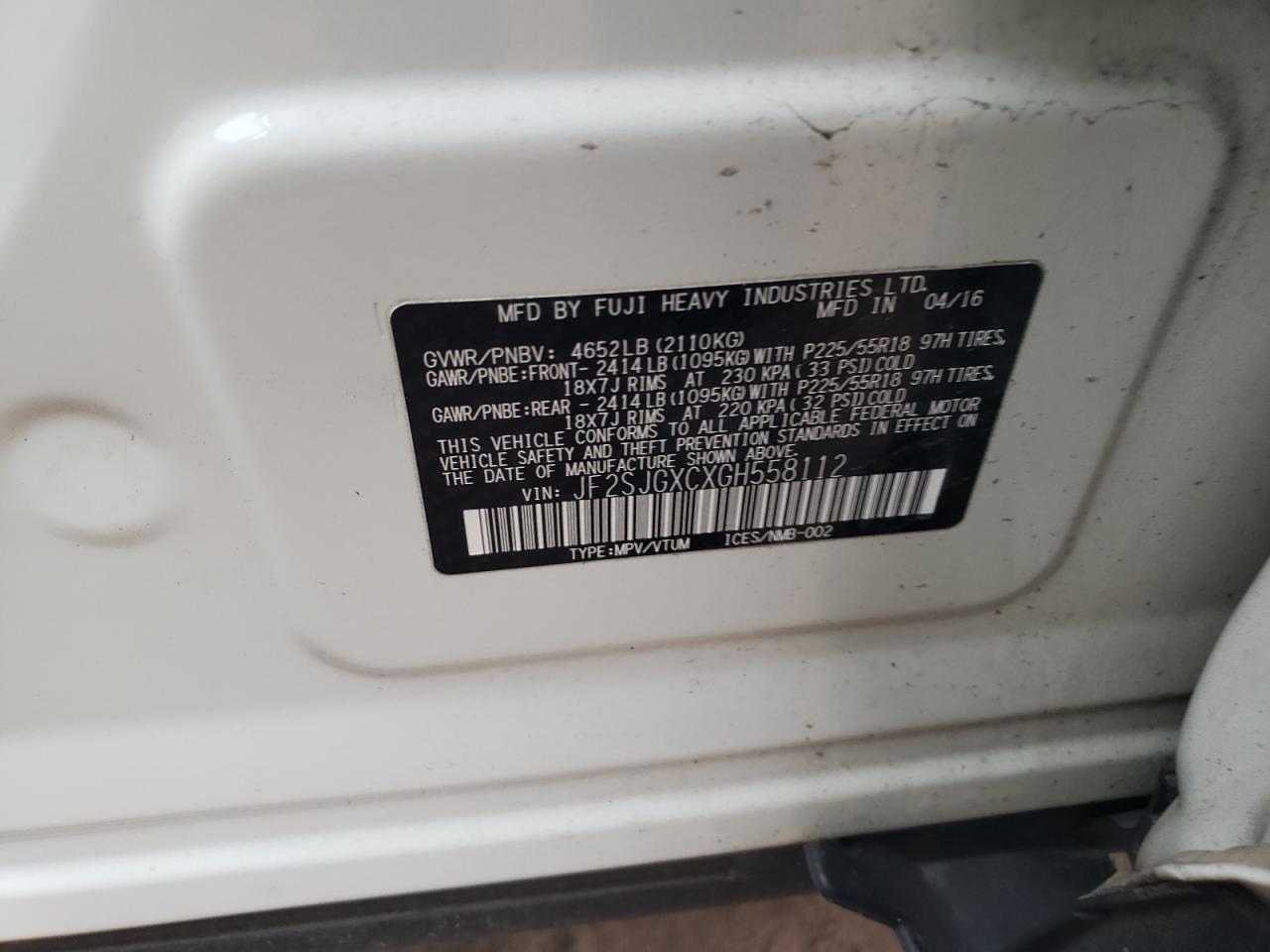2016 SUBARU FORESTER