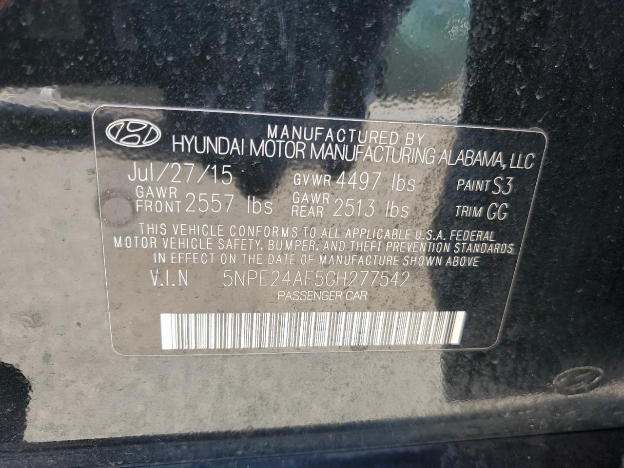 2016 HYUNDAI SONATA
