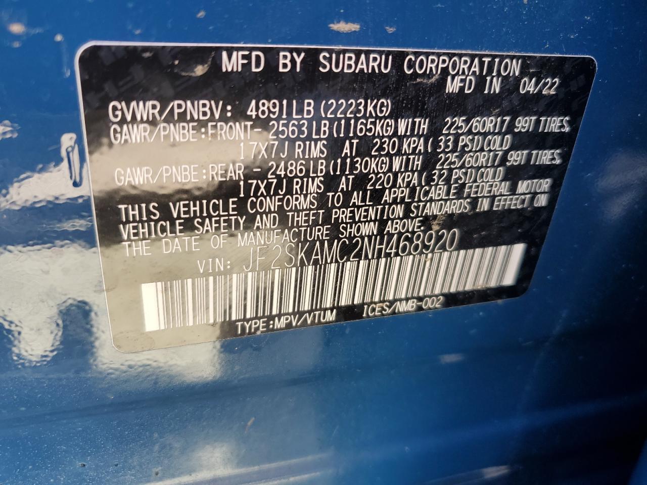 2022 SUBARU FORESTER