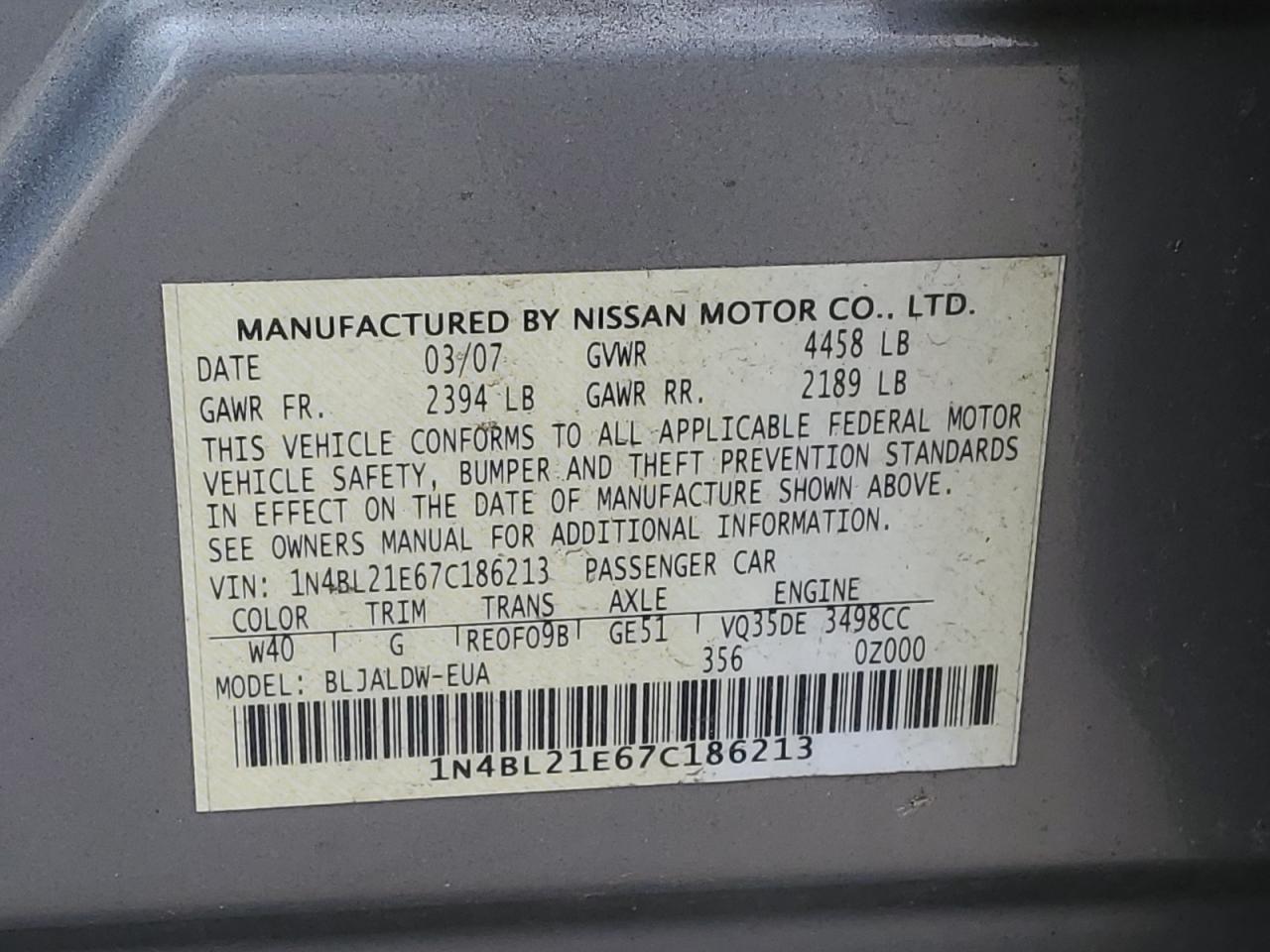2007 NISSAN ALTIMA