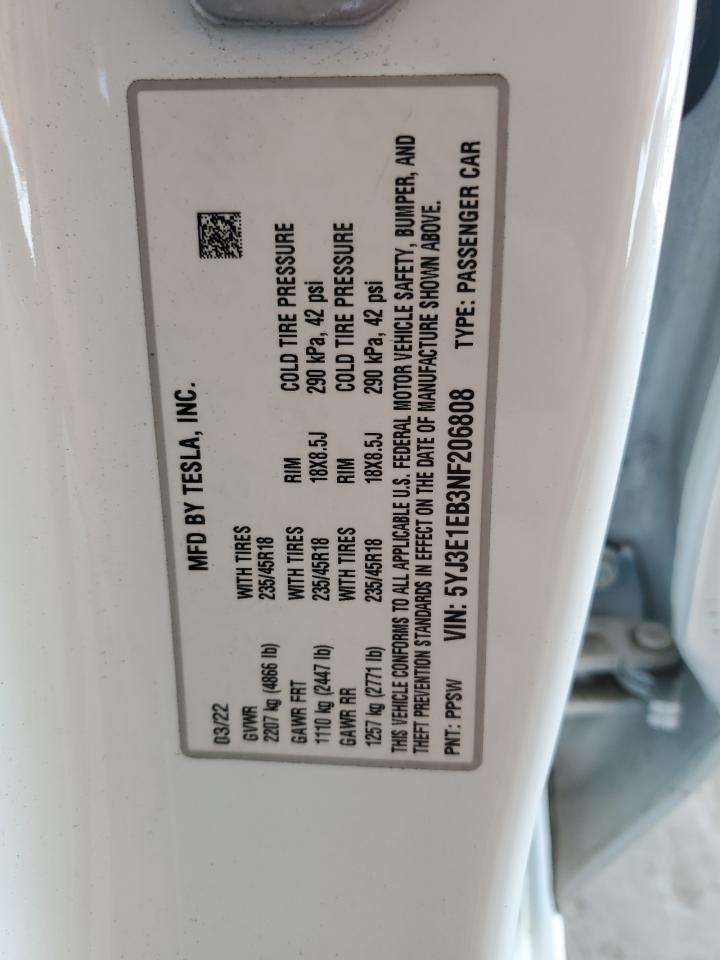 2022 TESLA MODEL 3