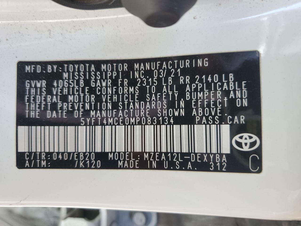2021 TOYOTA COROLLA