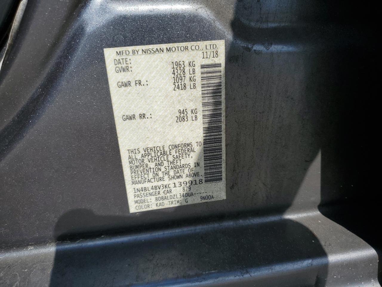 2019 NISSAN ALTIMA