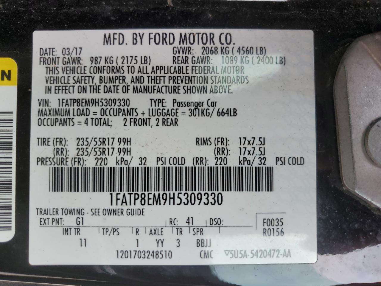 2017 FORD MUSTANG