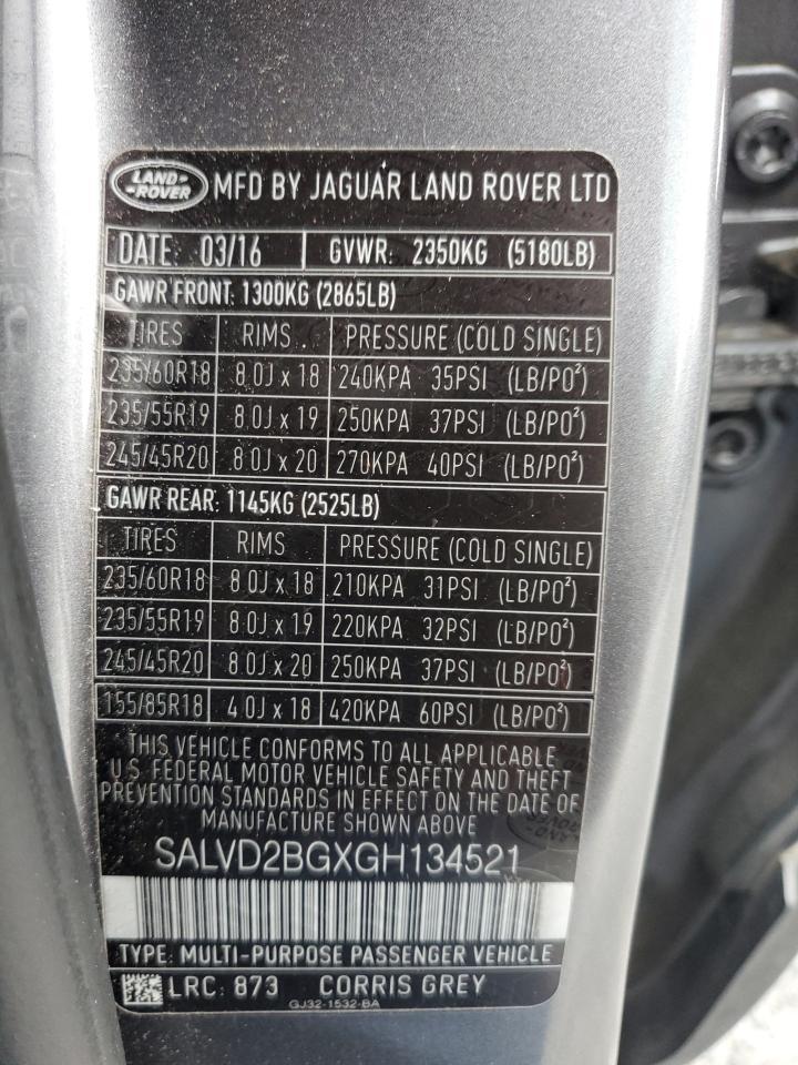 2016 LAND ROVER RANGE ROVER