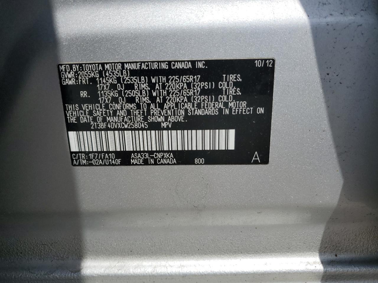 2012 TOYOTA RAV4