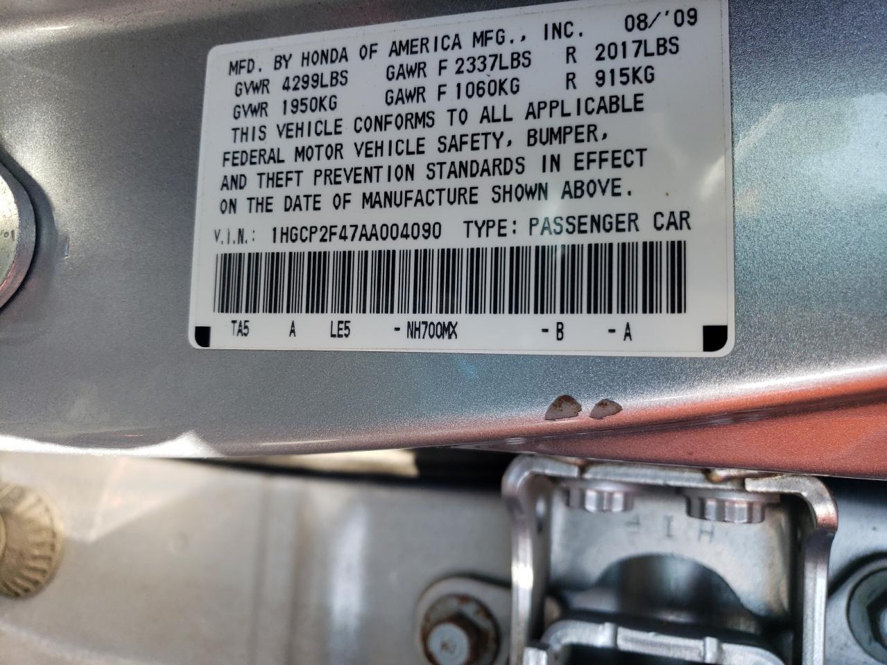 2010 HONDA ACCORD