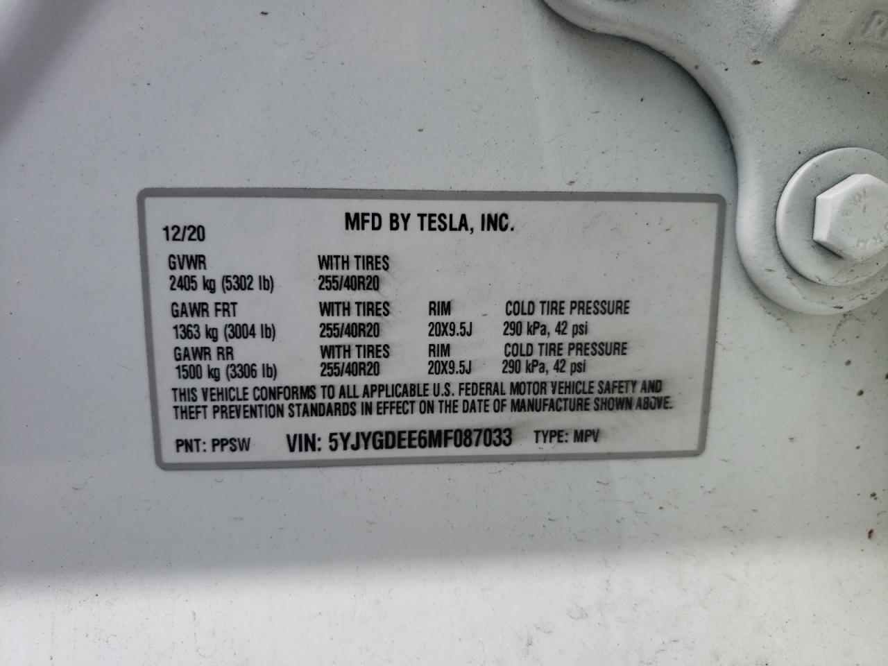 2021 TESLA MODEL Y