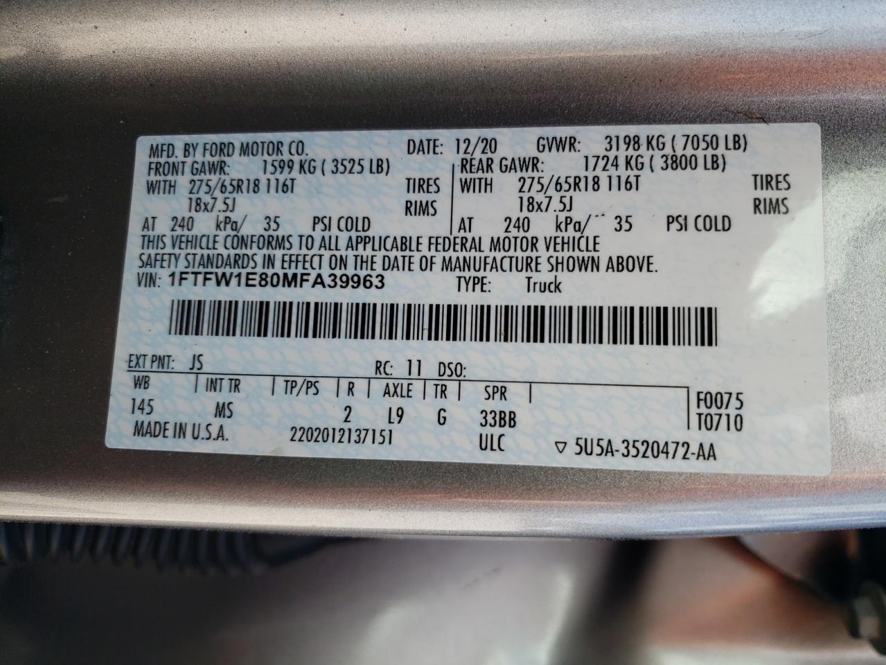 2021 FORD F-150