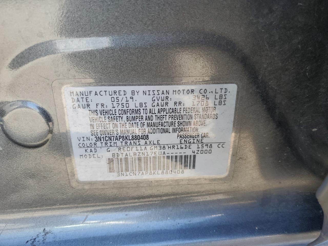 2019 NISSAN VERSA