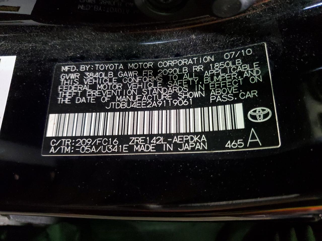 2010 TOYOTA COROLLA