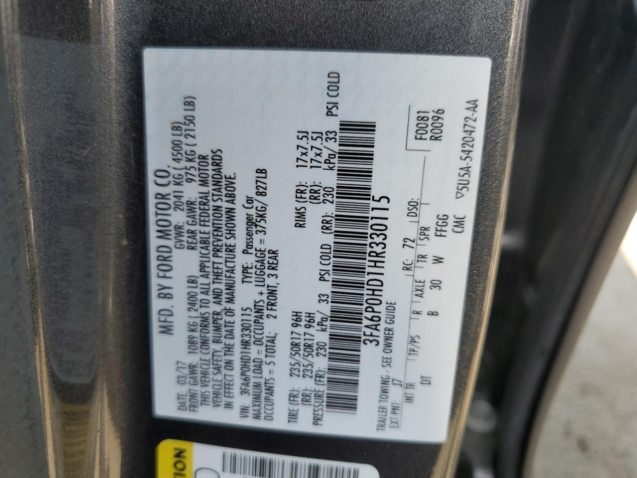 2017 FORD FUSION