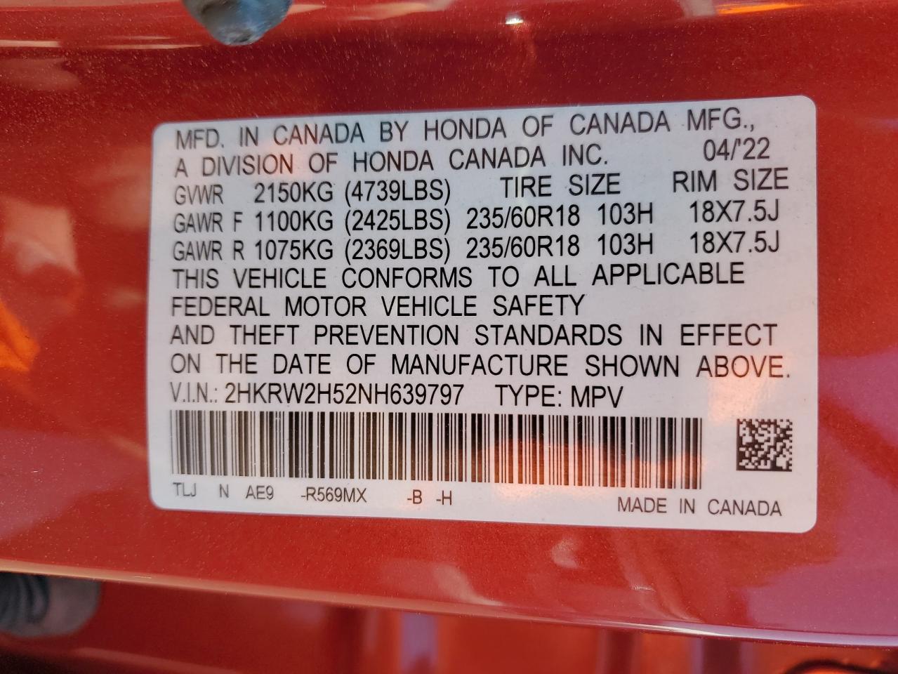 2022 HONDA CR-V