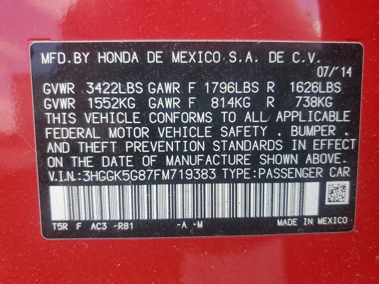 2015 HONDA FIT