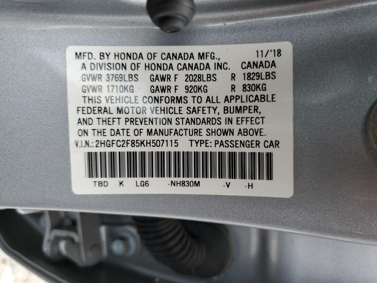 2019 HONDA CIVIC