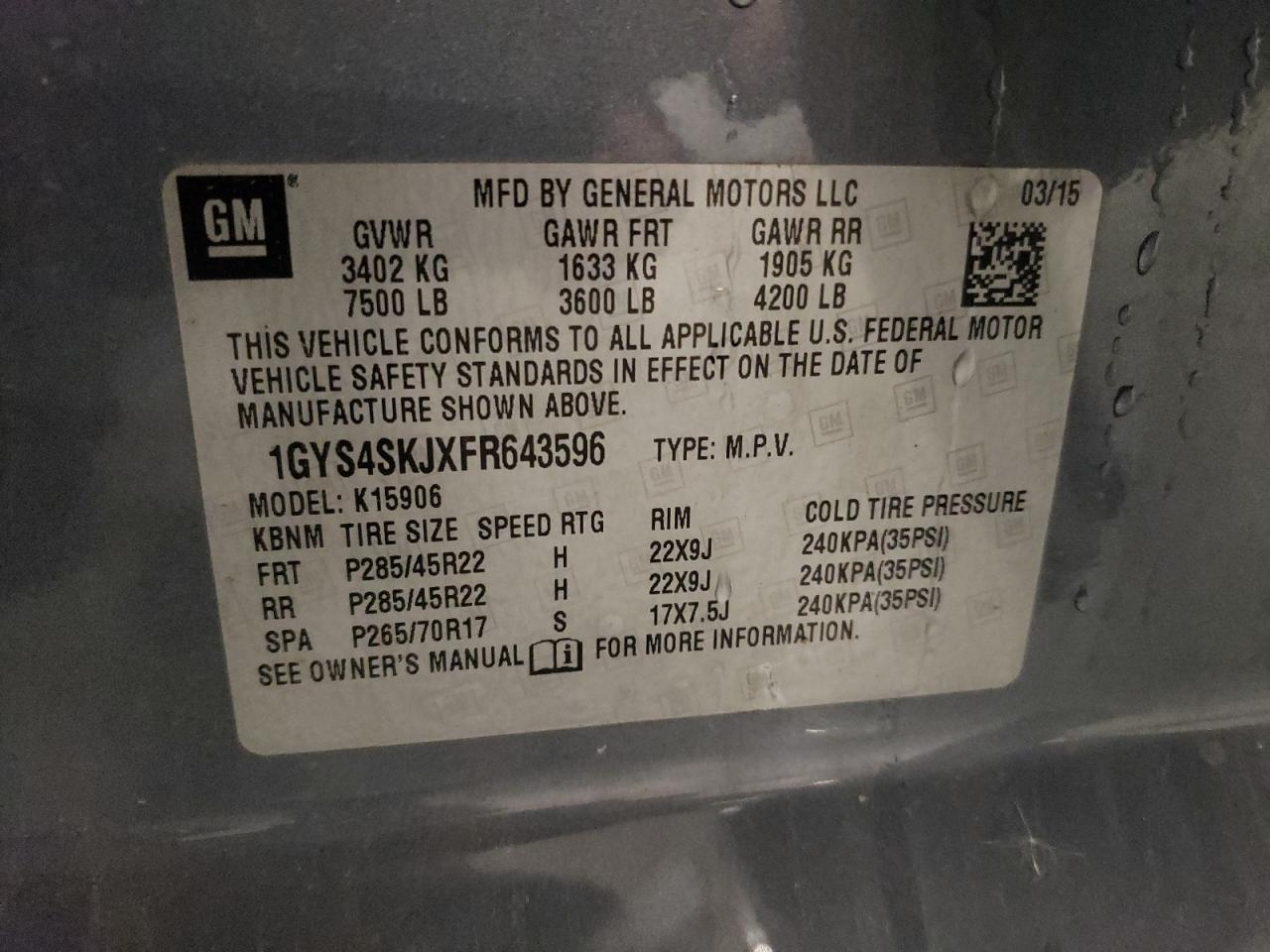 2015 CADILLAC ESCALADE