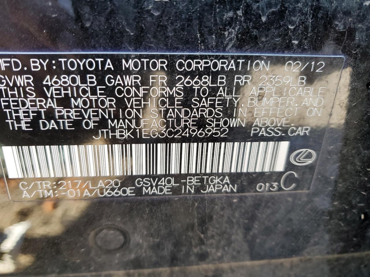 2012 LEXUS ES 350