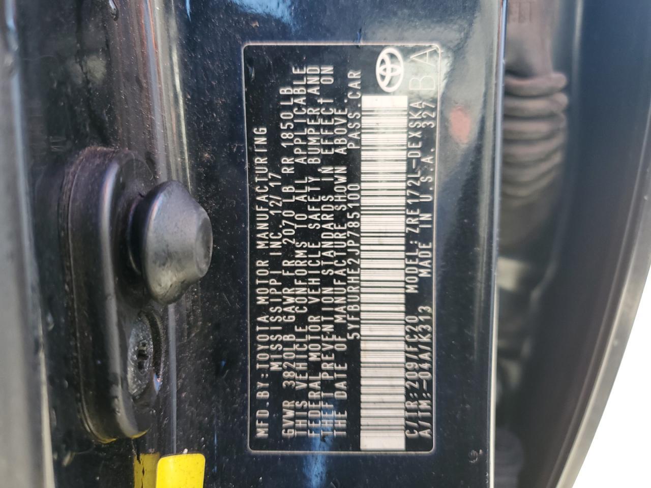 2018 TOYOTA COROLLA
