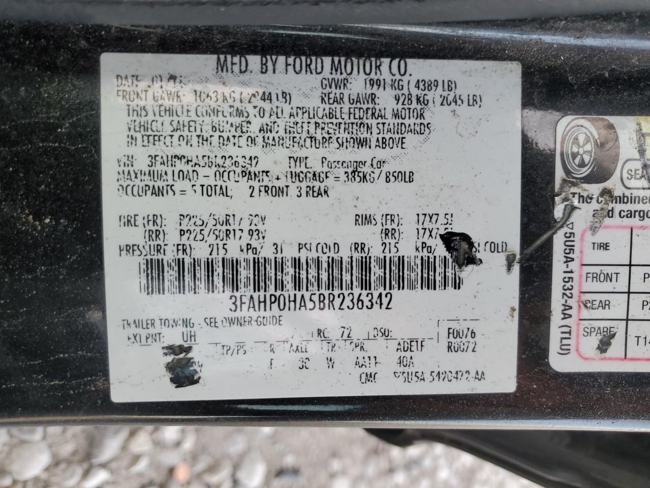 2011 FORD FUSION
