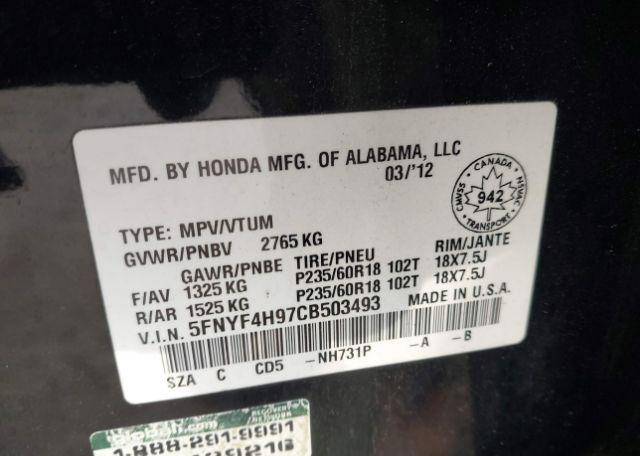 2012 HONDA PILOT TOURING