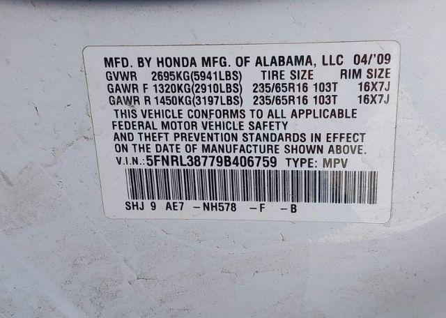 2009 HONDA ODYSSEY EX-L