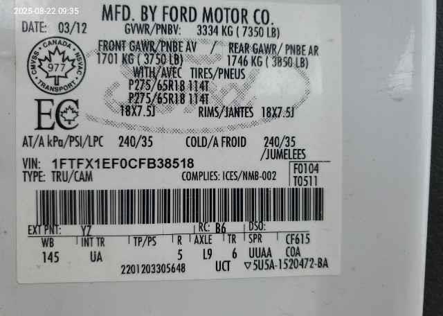 2012 FORD F150 XLT SUPERCAB