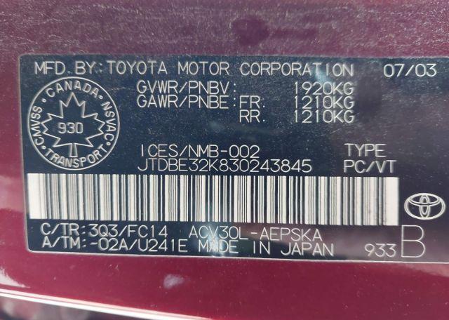 2003 TOYOTA CAMRY SE