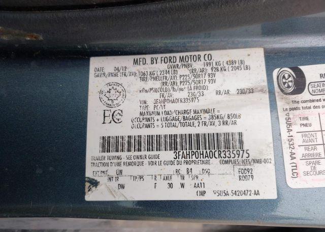 2012 FORD FUSION SE