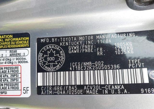 2005 TOYOTA CAMRY LE
