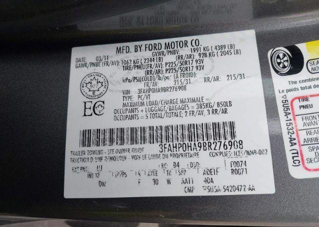 2011 FORD FUSION SE