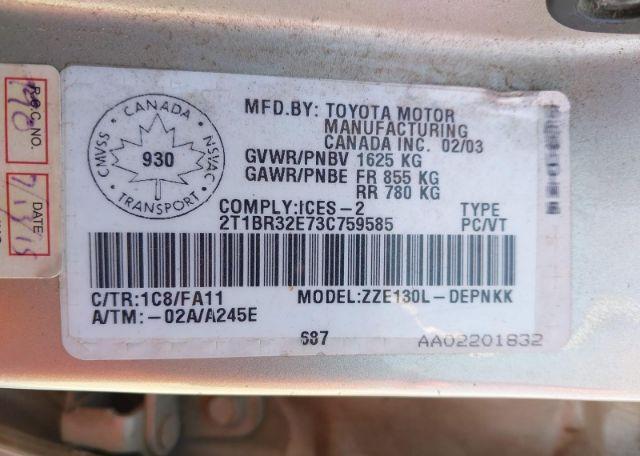 2003 TOYOTA COROLLA LE