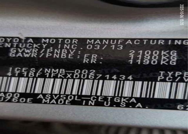 2013 TOYOTA CAMRY XLE