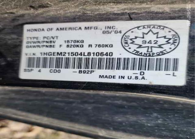 2004 HONDA CIVIC LX