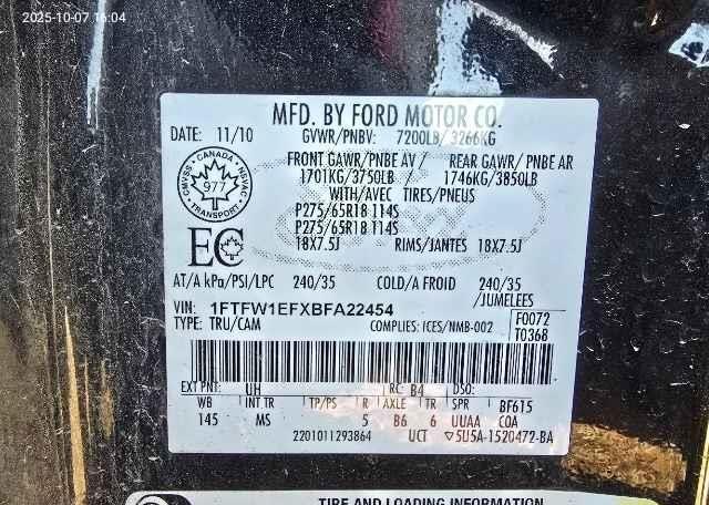 2011 FORD F150 XLT SUPERCREW