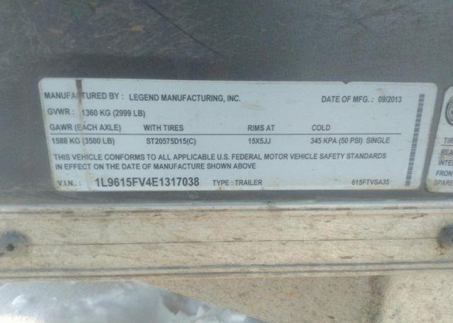 2013 LEGEND ENCLOSED UTILITY TRAILER