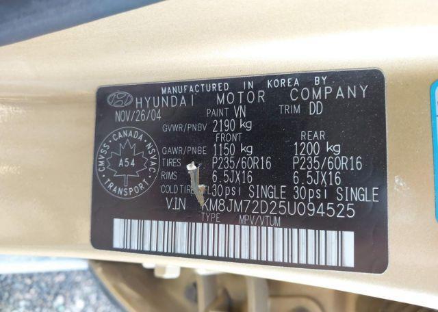 2005 HYUNDAI TUCSON GL