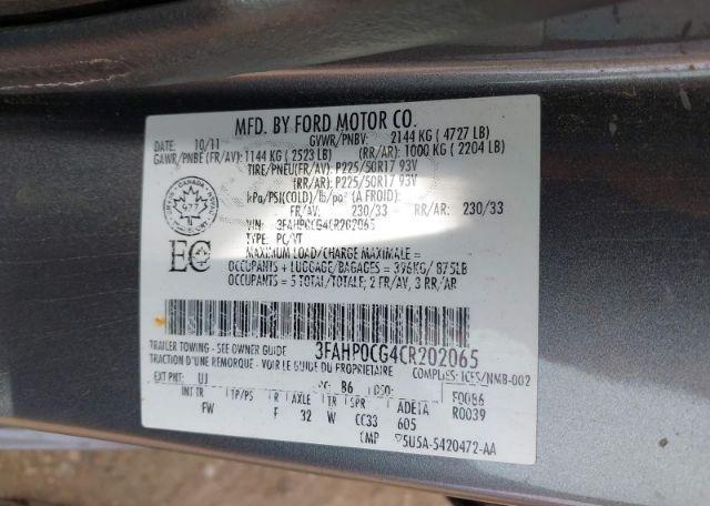 2012 FORD FUSION SEL